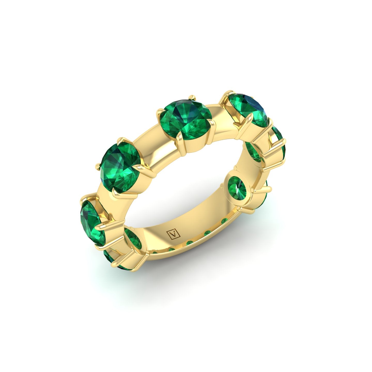 Emerald Floating Half Eternity Band