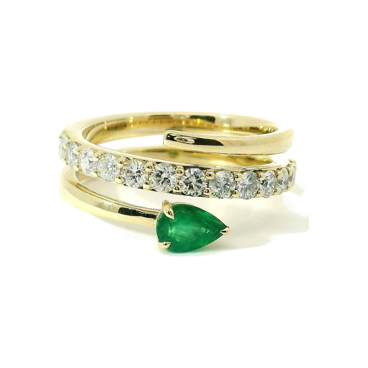 Emerald and Diamond Coil Ring