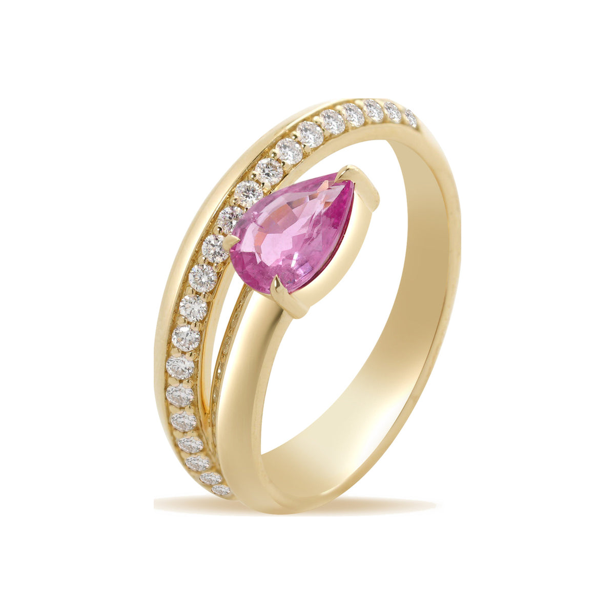 Pink Sapphire and Diamond Coil Ring
