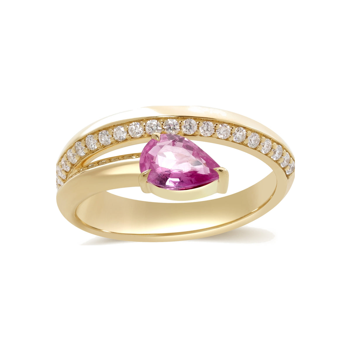 Pink Sapphire and Diamond Coil Ring