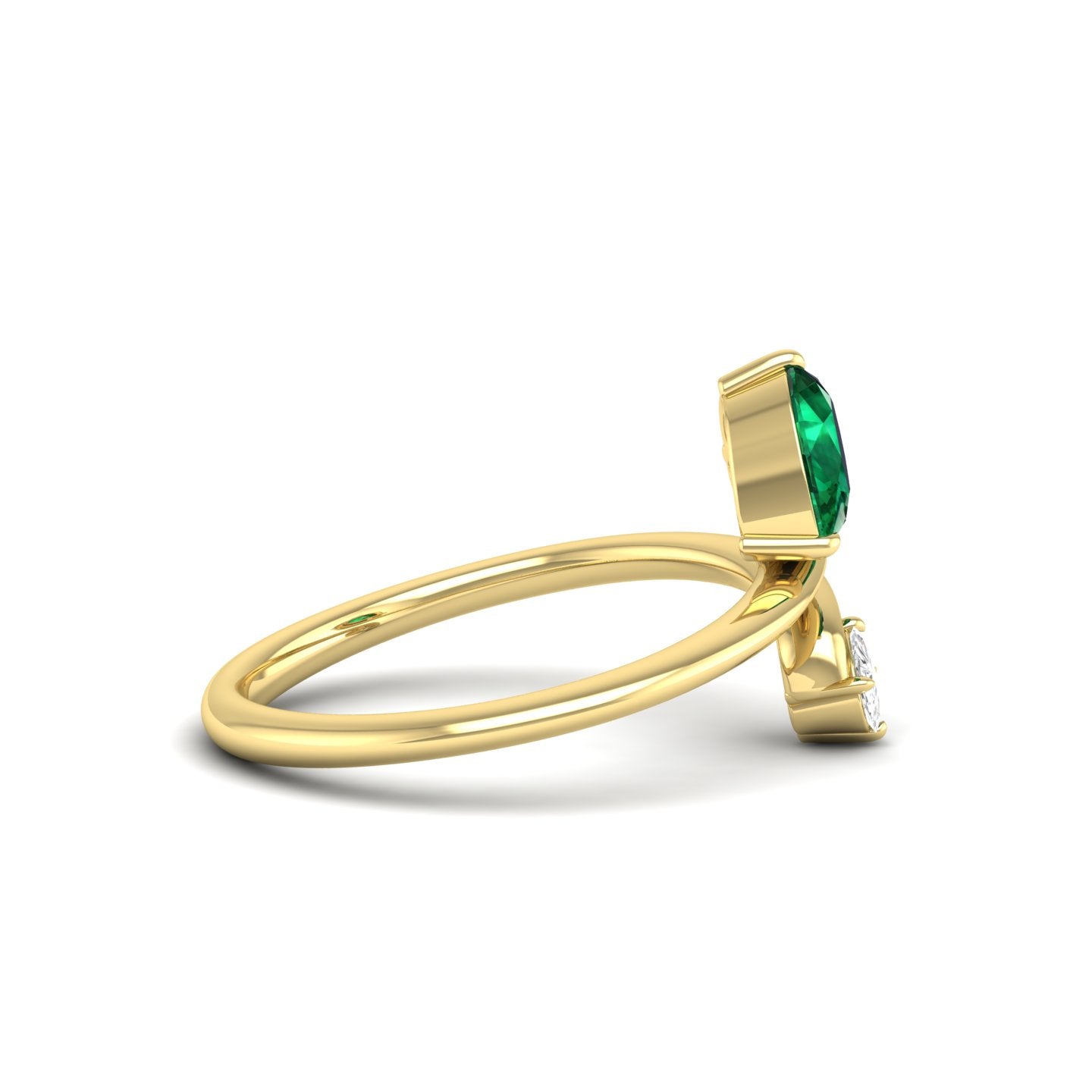 Emerald and Diamond Bypass Ring