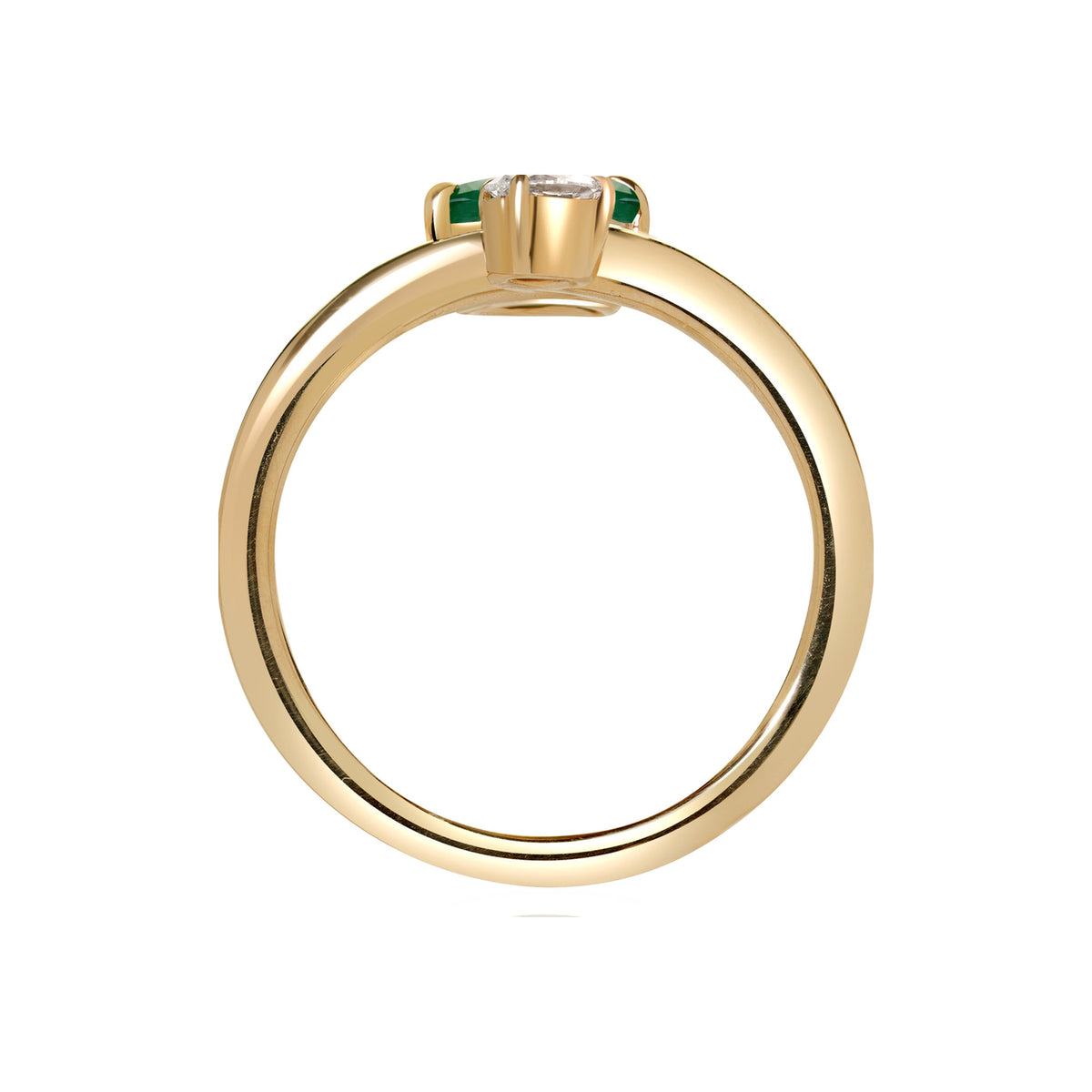 Emerald and Diamond Bypass Ring